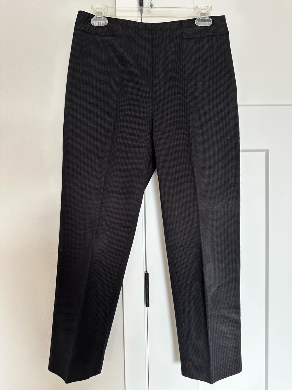 Women’s Black Dress Crop Pants - Classic Tailored Fit mid-rise no band side zipp